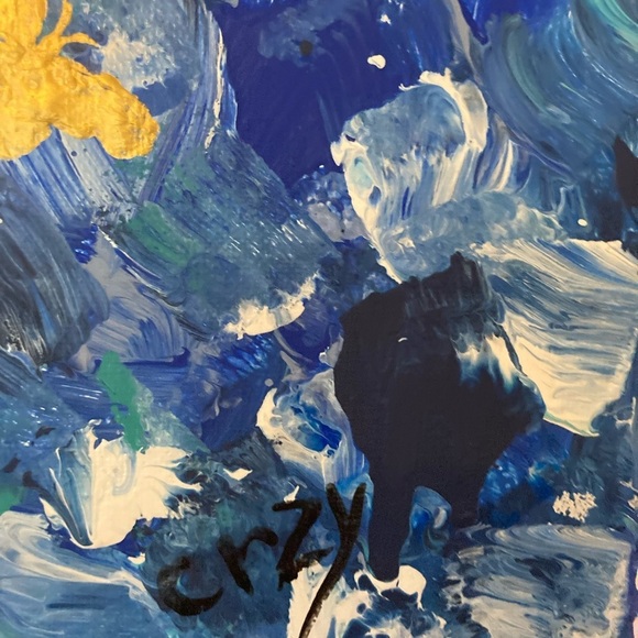 Newly listed Original acrylic painting blue with gold butterflies.  11x14” - Picture 4 of 6